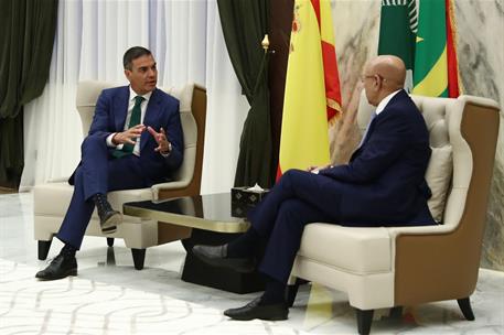 27/08/2024. Pedro Sanchez travels to Mauritania. The President of the Government of Spain, Pedro Sánchez, and the President of Mauritania, M...