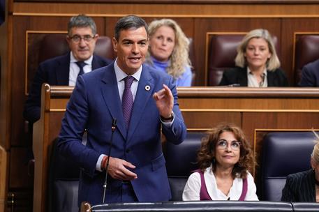 27/11/2024. Pedro S&#225;nchez interviene en la sesi&#243;n de control al Gobierno. El presidente del Gobierno, Pedro S&#225;nchez, durante su intervenci&#243;n...