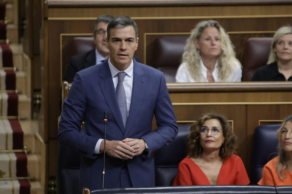 29/05/2024. Pedro Sánchez attends the control session in the Lower House of Parliament. The President of the Government of Spain, Pedro Sánc...