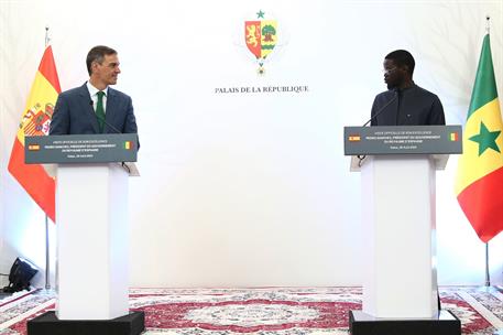 29/08/2024. El presidente del Gobierno viaja a Senegal (segunda jornada). El presidente del Gobierno, Pedro S&#225;nchez, y el presidente de la R...