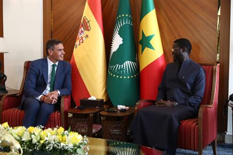 29/08/2024. Pedro Sanchez travels to Senegal (second day). Meeting between the President of the Government of Spain, Pedro S&#225;nchez, and the ...