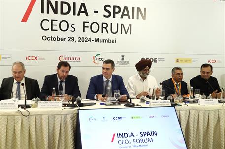 29/10/2024. Pedro Sánchez continúa su viaje en la República de India. El presidente del Gobierno, Pedro Sánchez, en el Foro de CEOs India-Es...