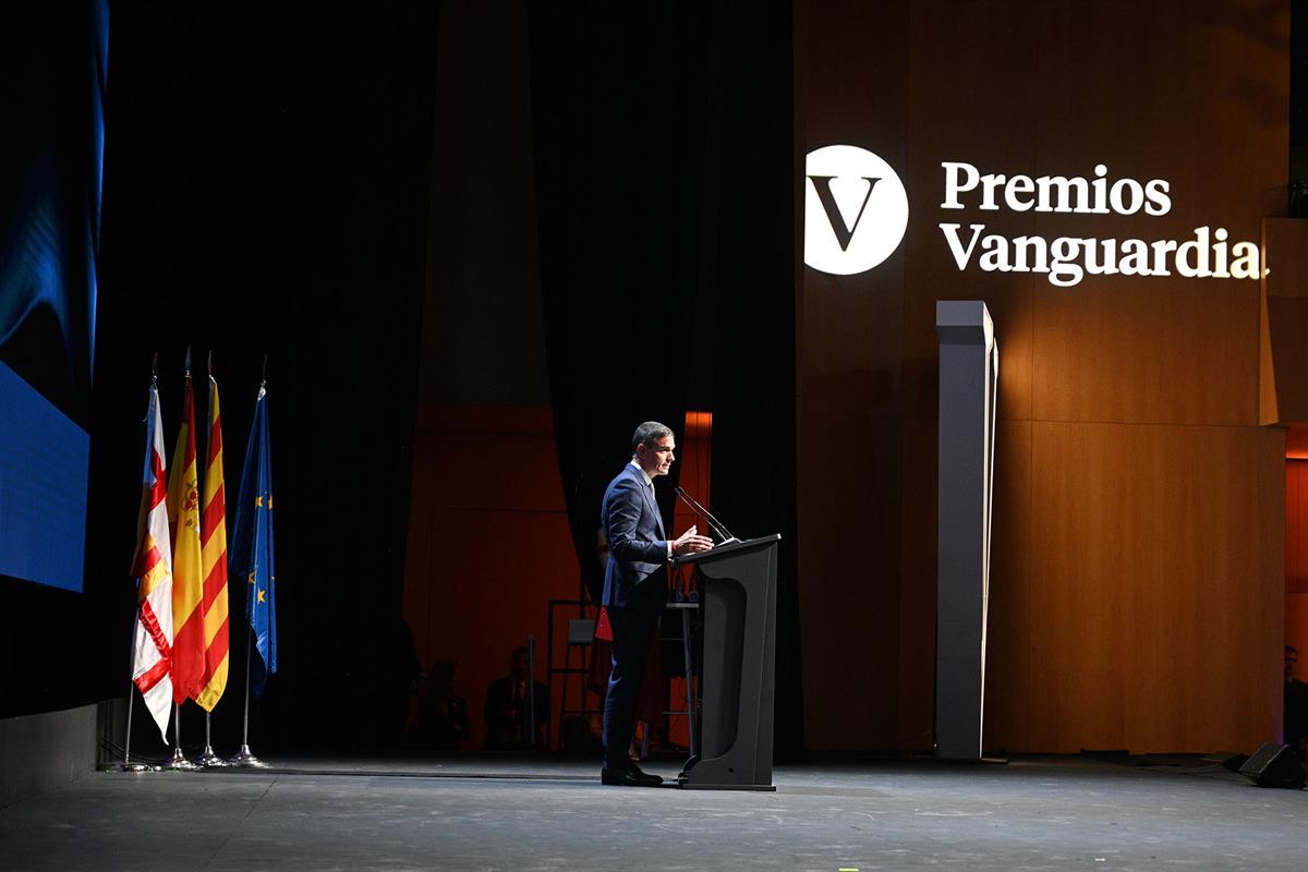 30/09/2024. Pedro Sánchez attends the Vanguardia 2024 Awards ceremony. The President of the Government of Spain, Pedro Sánchez, during his s...