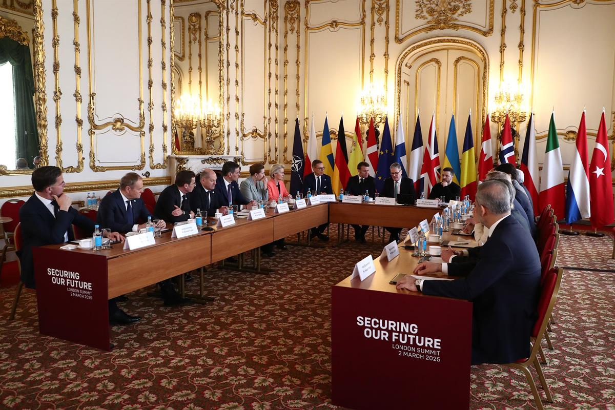 2/03/2025. Pedro Sánchez attends the High Level Meeting on Ukraine. European leaders gathered at a summit hosted by British Prime Minister, ...