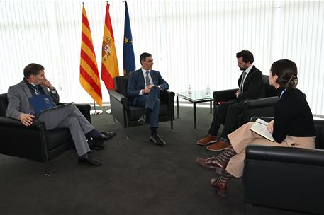 3/03/2025. El presidente del Gobierno asiste al Mobile World Congress 2025. El presidente del Gobierno, Pedro S&#225;nchez, en el encuentro mante...