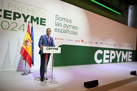 5/03/2025. Pedro Sánchez closes the ceremony of the XI Cepyme Awards. The President of the Government of Spain, Pedro Sánchez, during his sp...