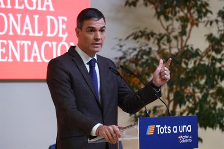 6/02/2025. Pedro S&#225;nchez preside la presentaci&#243;n de la Estrategia Nacional de Alimentaci&#243;n. El presidente del Gobierno, Pedro S&#225;nchez, inter...