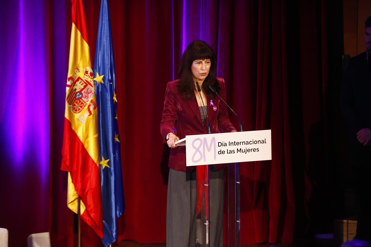 La ministra de Igualdad, Ana Redondo, interviene en el acto institucional por el Día Internacional de las Mujeres