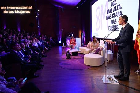 7/03/2025. Pedro S&#225;nchez clausura el acto institucional con motivo del D&#237;a Internacional de las Mujeres. El presidente del Gobierno, Pedro S...