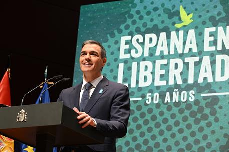 El presidente del Gobierno, Pedro Sánchez, en el acto inaugural de 