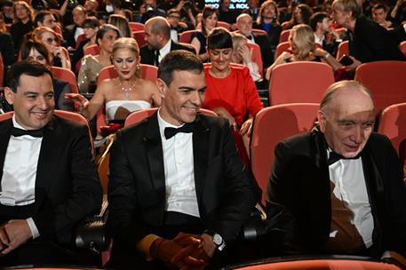 8/02/2025. Pedro S&#225;nchez asiste a la gala de la 39&#170; edici&#243;n de los Premios Goya. El presidente del Gobierno, Pedro S&#225;nchez, junto al preside...