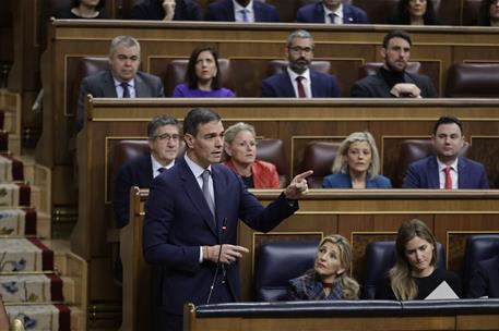 12/02/2025. Pedro S&#225;nchez interviene en la sesi&#243;n de control al Gobierno. El presidente del Gobierno, Pedro S&#225;nchez, durante su intervenci&#243;n...