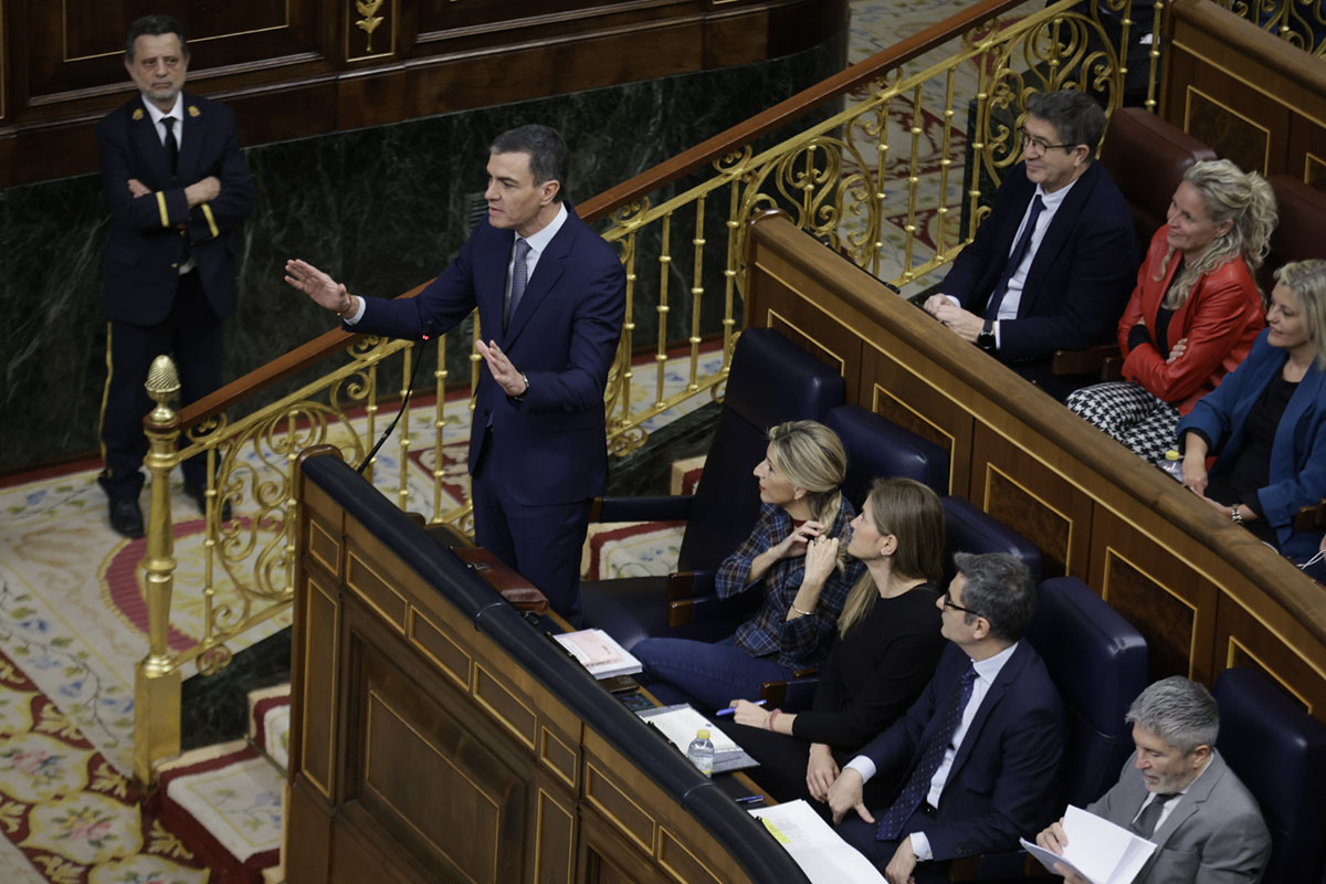 Pedro Sánchez durante la sesión de control al Gobierno