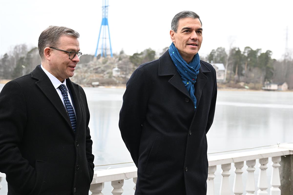 12/03/2025. Pedro Sánchez se reúne con el primer ministro de Finlandia. El presidente del Gobierno, Pedro Sánchez, junto al primer ministro ...