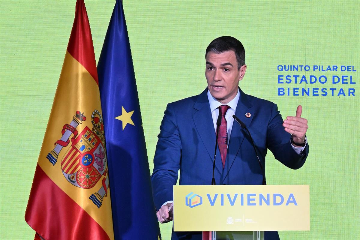 13/01/2025. Pedro Sánchez clausura el foro 'Vivienda: quinto pilar del Estado del bienestar'. El presidente del Gobierno, Pedro Sánchez, dur...