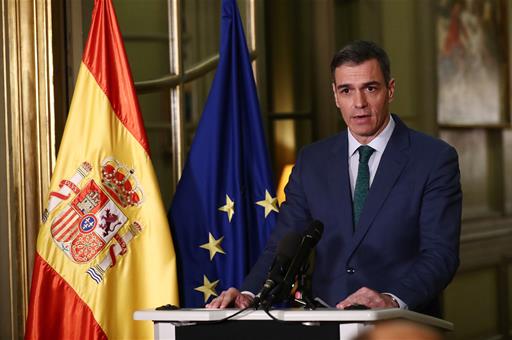 El presidente del Gobierno durante su comparecencia tras la reunión