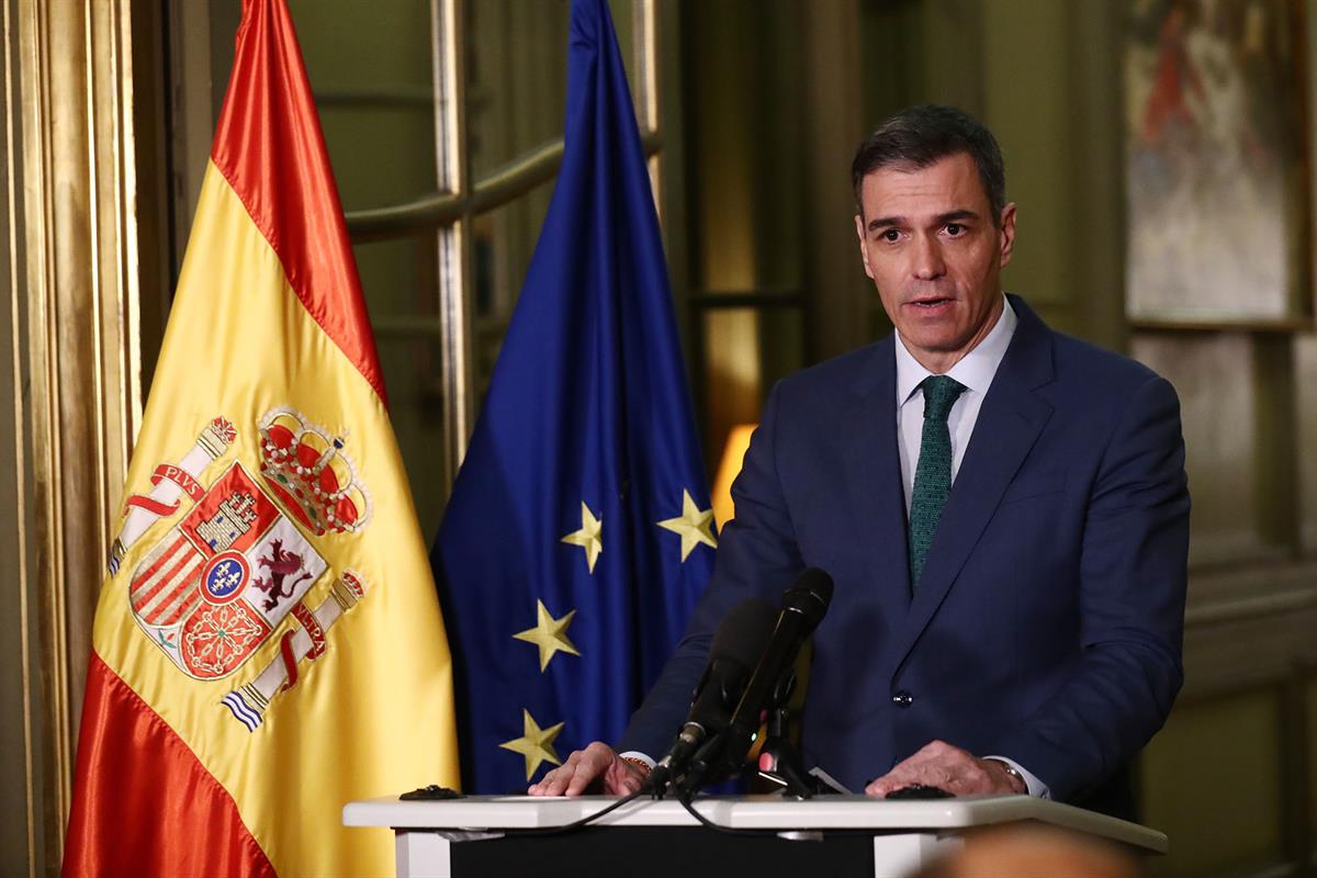 17/02/2025. Pedro Sánchez participa en la Reunión de Alto Nivel sobre la situación de Ucrania. El presidente del Gobierno, Pedro Sánchez, du...