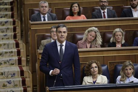 19/02/2025. Pedro S&#225;nchez interviene en la sesi&#243;n de control al Gobierno. El presidente del Gobierno, Pedro S&#225;nchez, interviene en la sesi&#243;n...