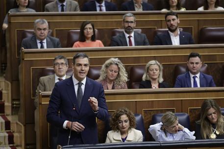 19/02/2025. Pedro Sánchez interviene en la sesión de control al Gobierno. El presidente del Gobierno, Pedro Sánchez, responde a las pregunta...