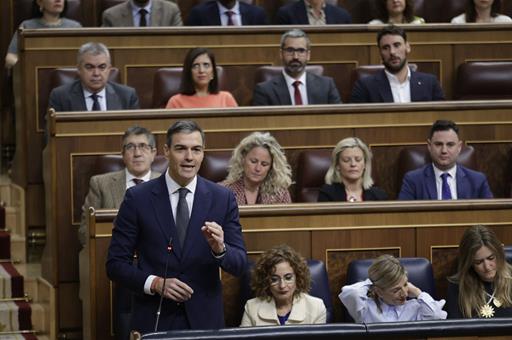 19/02/2025. Pedro Sánchez attends the Government control session. The President of the Government of Spain, Pedro Sánchez, answers questions...