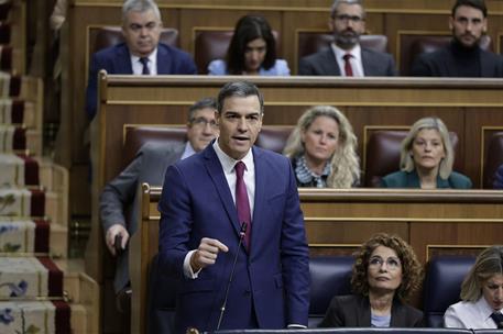 19/03/2025. Pedro S&#225;nchez interviene en la sesi&#243;n de control al Gobierno. El presidente del Gobierno, Pedro S&#225;nchez, junto a la vicepresiden...