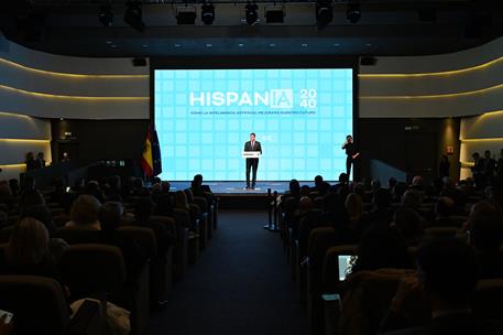 El presidente del Gobierno, Pedro Sánchez, durante su intervención en el acto