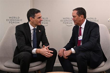 21/01/2025. Pedro S&#225;nchez participa en la 55&#170; reuni&#243;n anual del Foro Econ&#243;mico Mundial. El presidente del Gobierno, Pedro S&#225;nchez, en el enc...