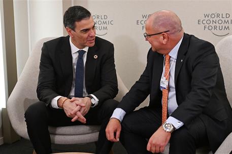 22/01/2025. Pedro S&#225;nchez participa en la 55&#170; reuni&#243;n anual del Foro Econ&#243;mico Mundial. El presidente del Gobierno, Pedro S&#225;nchez, y el CEO ...