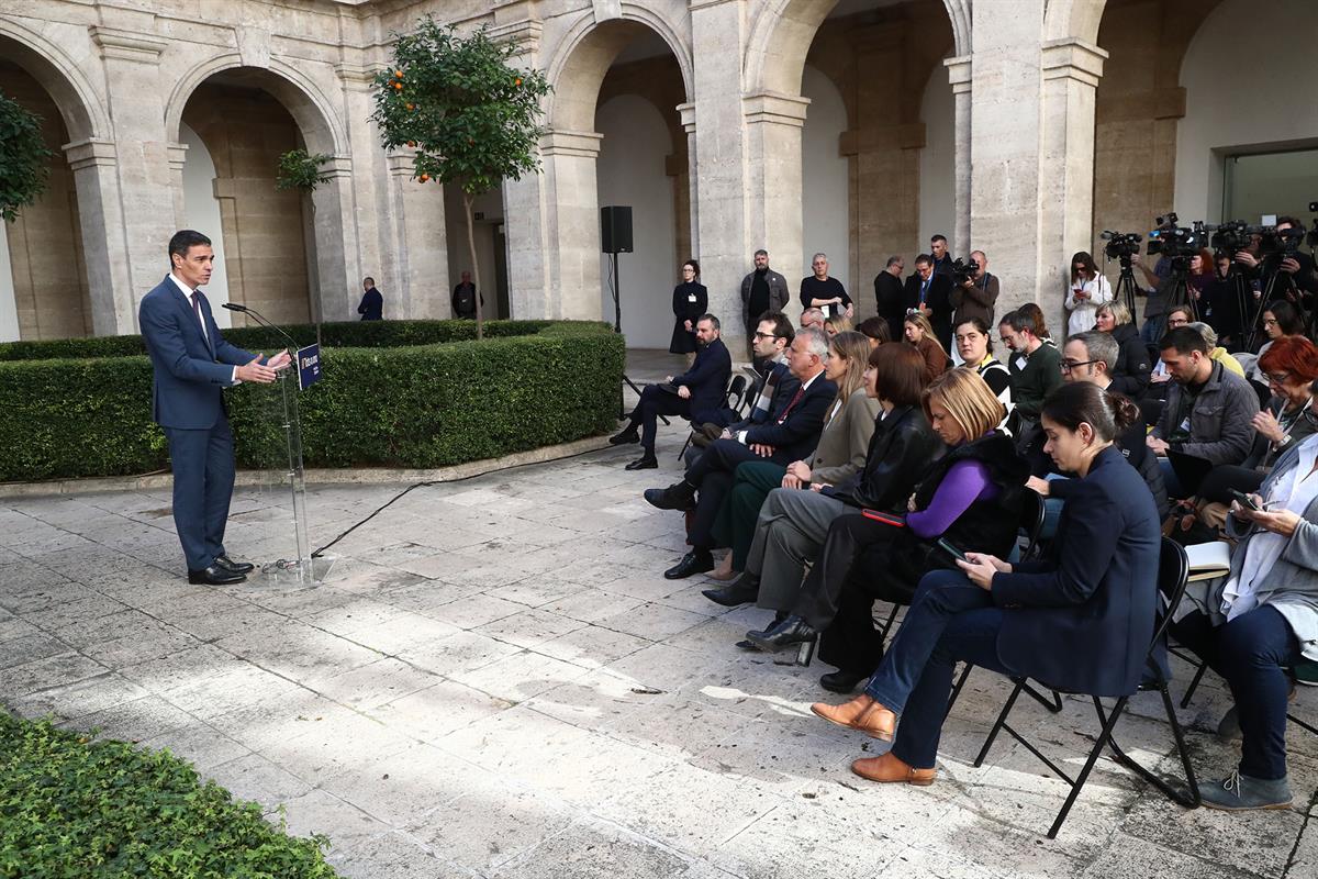 23/01/2025. Pedro Sanchez visits Valencia. The President of the Government of Spain, Pedro Sánchez, during the press conference he held afte...