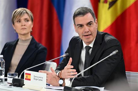 24/02/2025. Pedro Sánchez comparece ante los medios de comunicación. El presidente del Gobierno, Pedro Sánchez, durante la comparecencia ant...