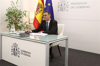 26/02/2025. Pedro Sánchez meets by videoconference with the presidents of Brazil, Chile, Colombia and Uruguay. The President of the Governme...