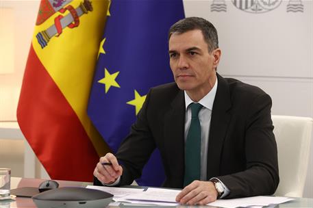 26/02/2025. Pedro Sánchez se reúne por videoconferencia con los presidentes de Brasil, Chile, Colombia y Uruguay. El presidente del Gobierno...