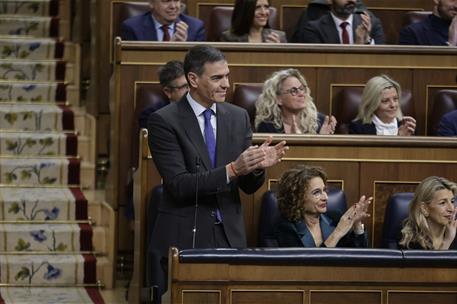 26/02/2025. Pedro S&#225;nchez interviene en la sesi&#243;n de control al Gobierno. El presidente del Gobierno, Pedro S&#225;nchez, durante la sesi&#243;n de co...