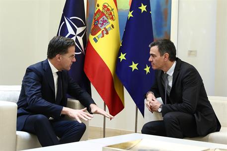 27/01/2025. Pedro S&#225;nchez recibe al secretario general de la OTAN, Mark Rutte. El presidente del Gobierno, Pedro S&#225;nchez, y el secretario ge...