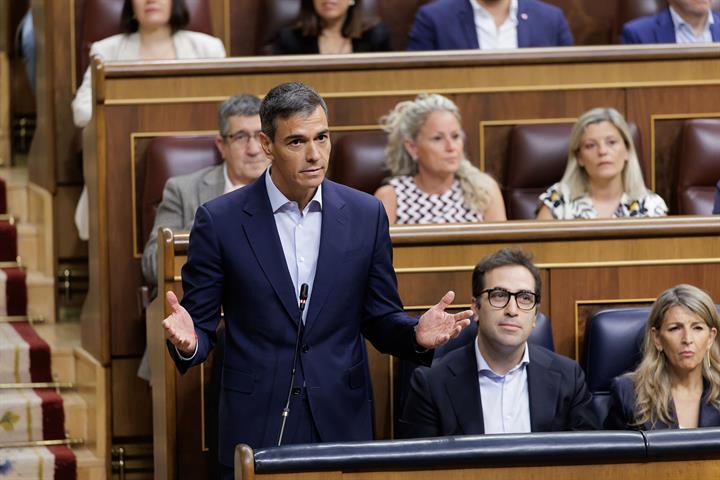 El presidente del Gobierno, Pedro Sánchez, en el Congreso de los Diputados.