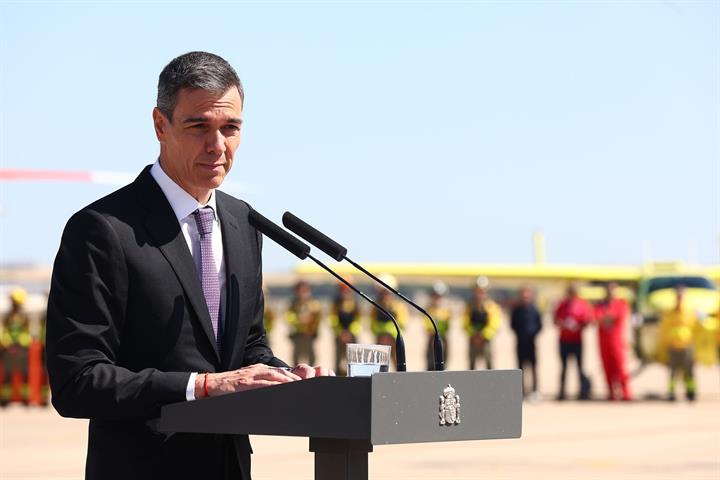 Pedro Sánchez en la presentación de la campaña contra incendios forestales 2026.