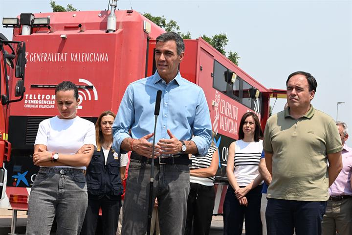 El presidente del Gobierno, Pedro Sánchez, durante su intervención