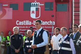 Pedro Sánchez realiza una declaración tras visitar el Puesto de Mando Avanzado de Urda