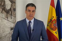 El presidente del Gobierno, Pedro Sánchez, durante su intervención