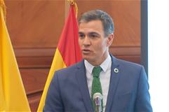 El presidente del Gobierno, Pedro Sánchez, durante su intervención en el encuentro empresarial en Quito (Ecuador)