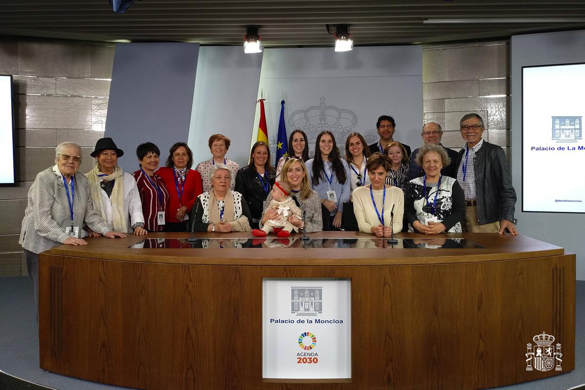 27/03/2019. Visitas Moncloa Abierta. Participantes en el programa Moncloa Abierta en la sala de prensa donde se celebra la rueda de prensa p...