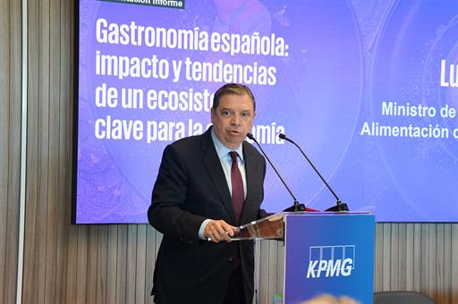 El ministro de Agricultura, Pesca y Alimentación, Luis Planas, durante su intervención en la presentación del informe