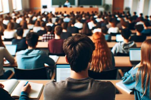 Estudiantes durante una clase en la universidad.