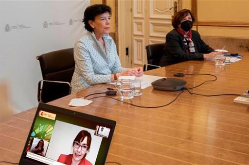 Isabel Celaá durante su participación por videoconferencia