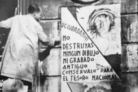 Fotografía de la documentación del inventario de la Guerra Civil y la dictadura franquista