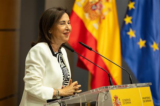La ministra de Defensa, Margarita Robles, durante su intervención en el acto