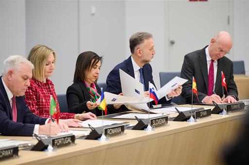  La titular de Defensa, Margarita Robles, en el transcurso de la reunión del Consejo del Atlántico Norte en sesión de ministros 