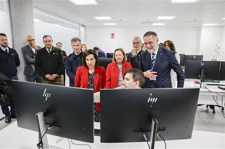 14/02/2025. Hisdesat Satellite Control Center. Minister of Defense, Margarita Robles, during her visit to the Hisdesat Satellite Control Center