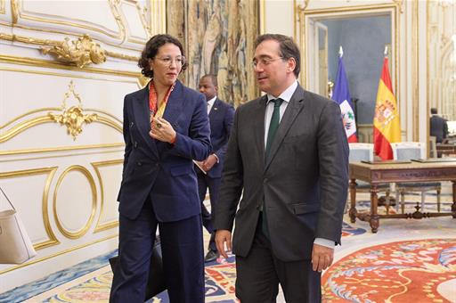 El ministro José Manuel Albares recibe en Madrid a su homóloga haitiana, Dominique Dupuy