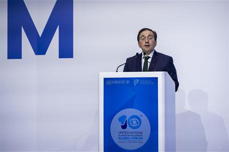 El ministro de Asuntos Exteriores, Unión Europea y Cooperación, José Manuel Albares, durante su intervención en el foro.